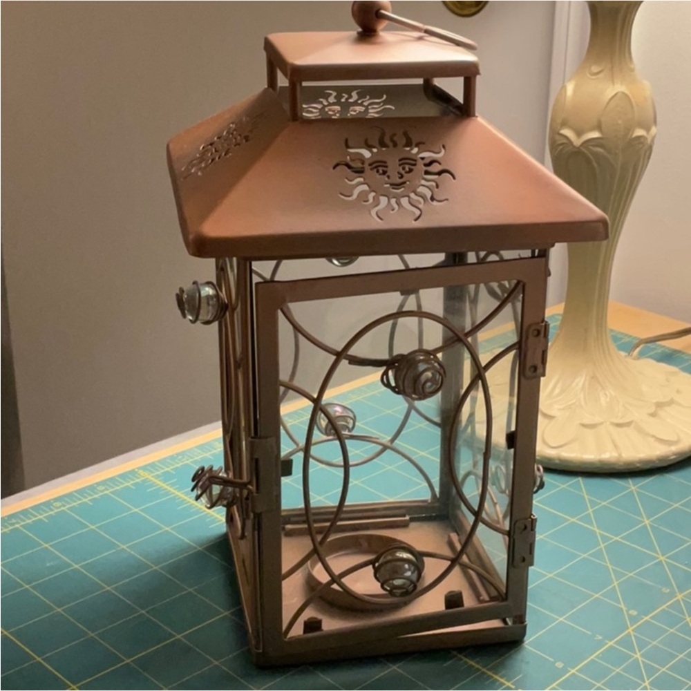 Partylite Bronze Lantern with Cutout Design - NIB